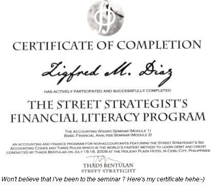 My Street strategists seminar certifacate